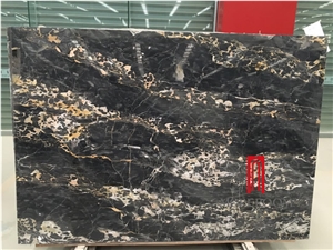 Big Size Natural Stone Italy Portopo Black & Golden Marble Tile