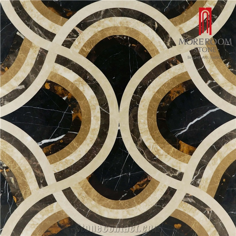Dark Color Water-Jet Laminated Marble Medallion