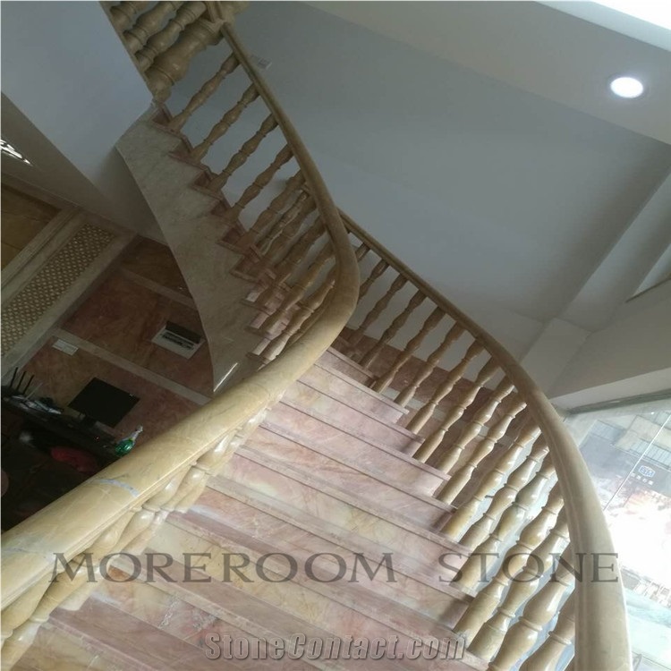Grade Aaa Polished Pink Gold Marble Staircase