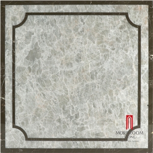Grey Laminated Medallions ,Marble Water-Jet Porcelain Backing Medallion