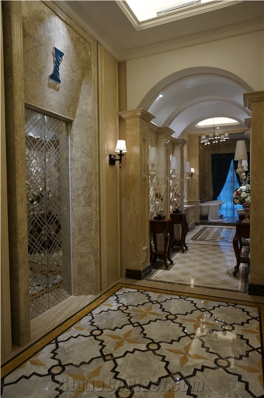 Italian Decorative Waterjet Marble Flooring Design for Hotel
