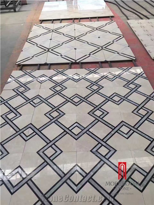 Modern European Pattern 3mm Thin Marble Waterjet Laminate Tiles