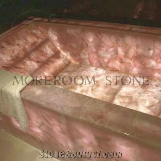 Pink Onyx Semiprecious Stone Slabs, Bathtub Design, Pink Onyx Wall Tile, Translucent Polished Pink Onyx, Iran Pink Onyx Countertop Design