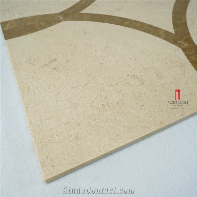 Spain Crema Marfil & Emperador Light Marble Pattern Floor Design Medallion