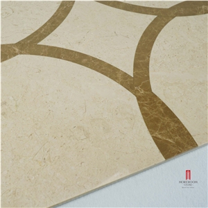 Spain Crema Marfil & Emperador Light Marble Pattern Floor Design Medallion