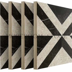 Wholesale Polished White Rose Laminated Waterjet Flooring Marble Parquet
