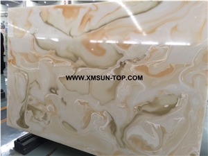 Aritifical Onyx with Flower Patterns/Multicolor Artificial Onyx Slab/Artificial Stone Panels/Manmade Stone Slab/Engineered Stone Slabs/Artificial Onyx for Wall Covering& Flooring/Interior Decoration