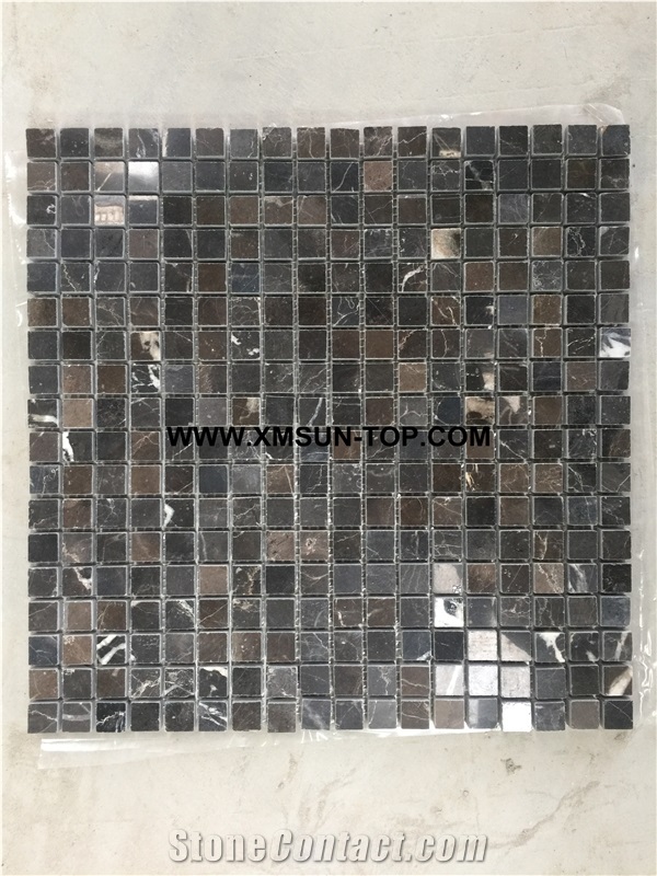 Brown Marble Square Stone Mosaic/Natural Stone Mosaic/Stone Mosaic Patterns/Wall Mosaic/Floor Mosaic/Interior Decoration/Customized Mosaic Tile/Mosaic Tile for Bathroom&Kitchen&Hotel Decoration