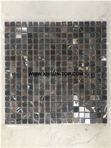 Brown Marble Square Stone Mosaic/Natural Stone Mosaic/Stone Mosaic Patterns/Wall Mosaic/Floor Mosaic/Interior Decoration/Customized Mosaic Tile/Mosaic Tile for Bathroom&Kitchen&Hotel Decoration