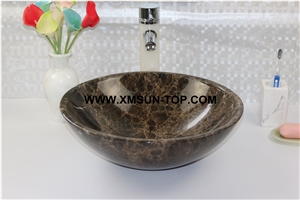Dark Emperador Marble Sinks&Basins(420x140x15mm)/Brown Marble Stone Bathroom Sinks&Basin/Round Sinks&Basins/Natural Stone Basins&Sinks/Wash Basins/Home Decoration/Marble Sink&Basin for Hotel