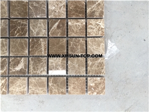 Emperador Light Marble Square Stone Mosaic/Natural Stone Mosaic/Wall Mosaic/Floor Mosaic/Interior Decoration/Customized Mosaic Tile/Mosaic Tile for Bathroom&Kitchen&Hotel Decoration
