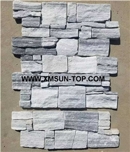 Grey Quartzite Cultured Stone/Cloudy Grey Quartzite Stacked Stone/Light Grey Stackstone/Grey Culture Stone/Thin Stone Veneer/Ledge Stone for Wall Cladding/Stone Tiles for Feature Wall