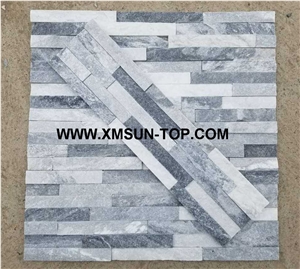 Grey Quartztite Cultured Stone/Greyish White Thin Stone Veneer/Grey Quartzite Stacked Stone/Stone Panel for Wall Covering/Wall Decor/Grey Ledge Stone/Stone Tiles for Feature Wall