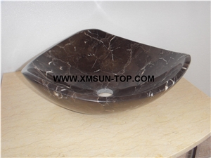 Irregular Shape Dark Emperador Marble Sinks&Basins/Brown Marble Kitchen Sinks/Brown Marble Bathroom Sinks/Marble Wash Basin/ Marble Sinks for Hotel&Home Decoration