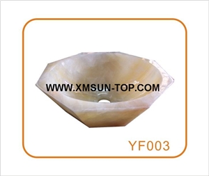 Light Beige Onyx Kitchen Sinks&Basins/Beige Onyx Stone Bathroom Sinks&Basin/Octagon Sinks&Basins/Natural Stone Basins&Sinks/Wash Basins/Home Decoration/Wash Bowls/Onyx Sink&Basin for Hotel