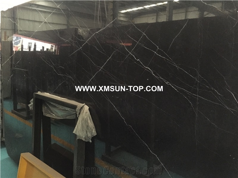Polished Chinese Nero Marquina Marble Slab/White Stripe in Black Marble/Black Marquina Marble Panel/Nero Margiua Marble/Nero Oriental Marble/Black Marble for Flooring&Walling