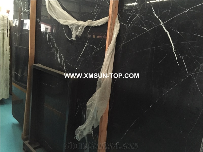Polished Chinese Nero Marquina Marble Slab/White Stripe in Black Marble/Black Marquina Marble Panel/Nero Margiua Marble/Nero Oriental Marble/Black Marble for Flooring&Walling
