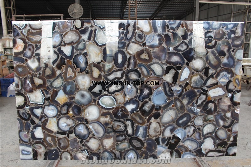 Polished Different Colors Agate Semiprecious Stone Slab&Customized&Tile&Cut to Size/Multicolor Gemstone for Flooring&Wall Covering/Mixed Color Semi Precious Stone Panels/Semi Precious Stone Slabs