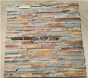 Rusty Slate Waterfall Cultured Stone/Rust Slate Stacked Stone/Multicolor Stackstone/Mixed Color Culture Stone/Thin Stone Veneer/Ledge Stone for Wall Cladding/Garden Waterfall/Pool Warterfall