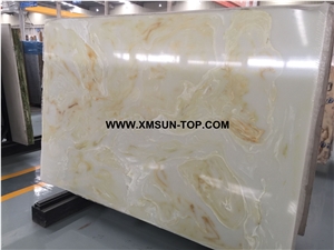 White Artificial Onyx with Beige Patterns/White Artificial Onyx Slab/Artificial Stone Panels/Manmade Stone Slab/Artificial Alabaster Slab/Engineered Stone Slabs/