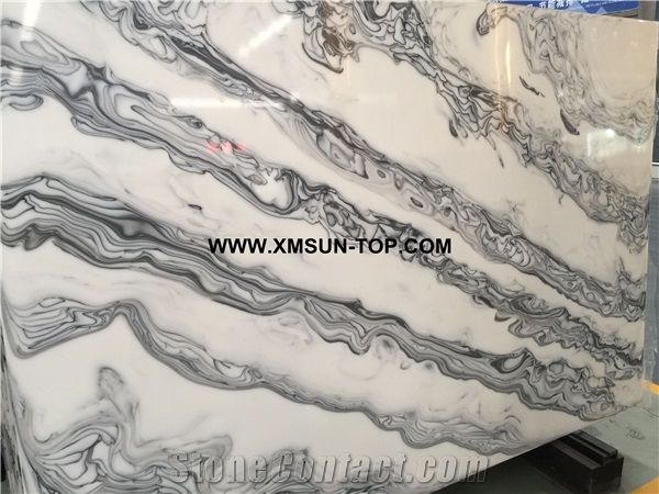 White Artificial Onyx With Smoke Patterns White Artificial