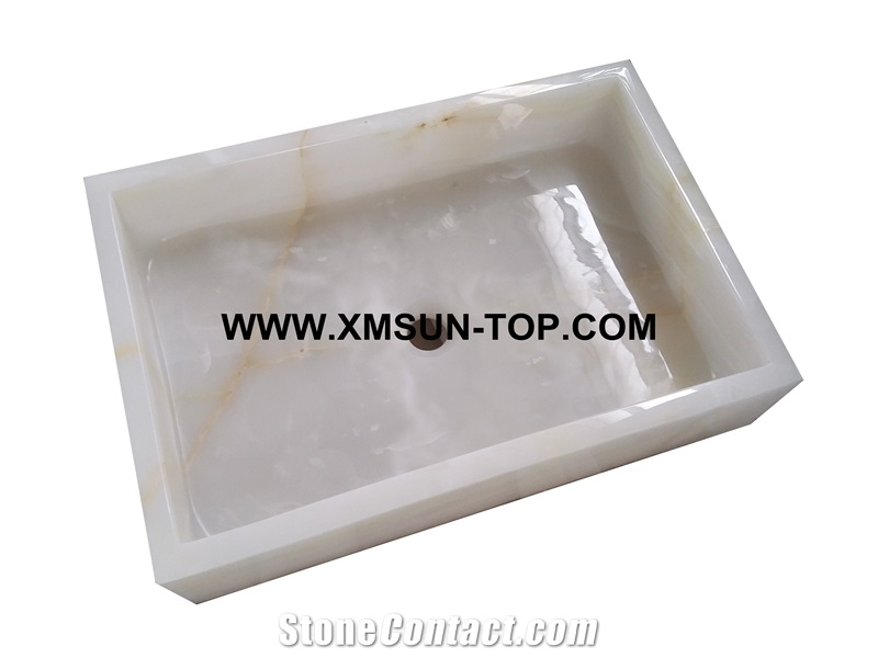 White Onyx Kitchen Sinks&Basins(580*380*130mm)/White Onyx Stone Bathroom Sinks&Basin/Rectangle Sinks&Basins/Natural Stone Basins&Sinks/Wash Basins/Home Decoration/Onyx Sink&Basin for Hotel
