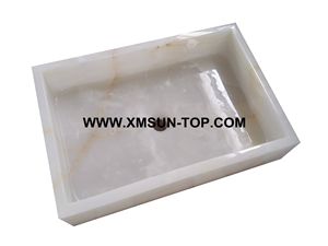 White Onyx Kitchen Sinks&Basins(580*380*130mm)/White Onyx Stone Bathroom Sinks&Basin/Rectangle Sinks&Basins/Natural Stone Basins&Sinks/Wash Basins/Home Decoration/Onyx Sink&Basin for Hotel