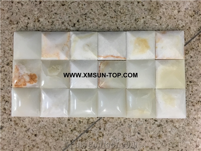 White Onyx Small Square Marble Mosaic/Natural Stone Mosaic/Stone Mosaic Patterns/Wall Mosaic/Floor Mosaic/Interior Decoration/Customized Mosaic Tile/Mosaic Tile for Bathroom&Kitchen&Hotel Decoration