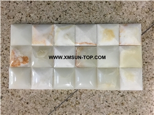 White Onyx Small Square Marble Mosaic/Natural Stone Mosaic/Stone Mosaic Patterns/Wall Mosaic/Floor Mosaic/Interior Decoration/Customized Mosaic Tile/Mosaic Tile for Bathroom&Kitchen&Hotel Decoration