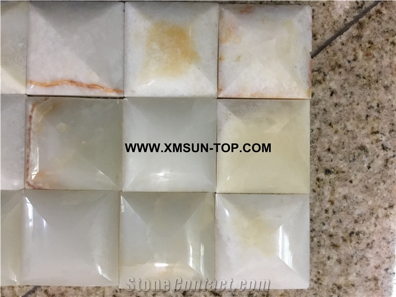 White Onyx Small Square Marble Mosaic/Natural Stone Mosaic/Stone Mosaic Patterns/Wall Mosaic/Floor Mosaic/Interior Decoration/Customized Mosaic Tile/Mosaic Tile for Bathroom&Kitchen&Hotel Decoration