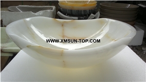 White Onyx with Beige Line Kitchen Sinks&Basins/White Onyx Stone Bathroom Sinks&Basin/Irregular Sinks&Basins/Natural Stone Basins&Sinks/Wash Basins/Home Decoration/Onyx Sink&Basin for Hotel