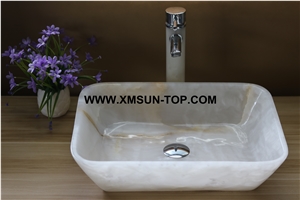 White Onyx with Brown Line Kitchen Sinks&Basins/White Onyx Stone Bathroom Sinks&Basin/Rectangle Sinks&Basins/Natural Stone Basins&Sinks/Wash Basins/Home Decoration/Onyx Sink&Basin for Hotel