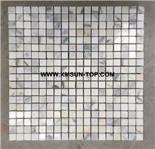 White Small Square Marble Mosaic/Natural Stone Mosaic/Stone Mosaic Patterns/Wall Mosaic/Floor Mosaic/Interior Decoration/Customized Mosaic Tile/Mosaic Tile for Bathroom&Kitchen&Hotel Decoration