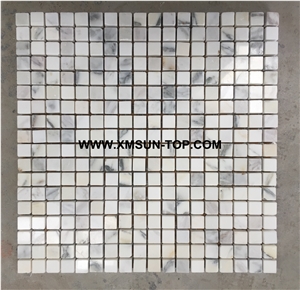 White Small Square Marble Mosaic/Natural Stone Mosaic/Stone Mosaic Patterns/Wall Mosaic/Floor Mosaic/Interior Decoration/Customized Mosaic Tile/Mosaic Tile for Bathroom&Kitchen&Hotel Decoration
