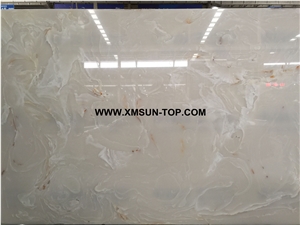 White Smoke Patterns Artificial Onyx/White Artificial Onyx Slab/Artificial Stone Panels/Manmade Stone Slab/Engineered Stone Slabs/Artificial Onyx for Wall Covering& Flooring/Interior Decoration