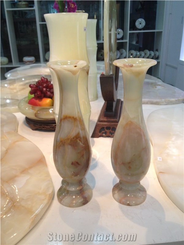 Onyx Vase,Onyx Flower Vase,Light Green Onyx Home Decor,Yellow Onyx Vase