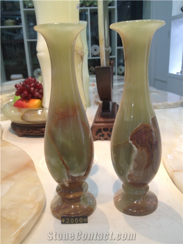 Onyx Vase,Onyx Flower Vase,Light Green Onyx Home Decor,Yellow Onyx Vase
