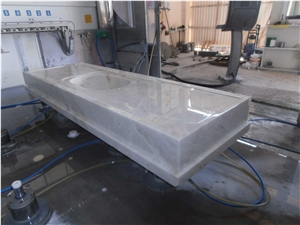 Polaris White Marble Solid Carved Custom Bath Top