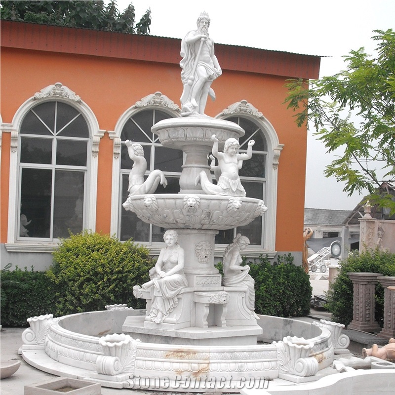 Garden White Marble Stone Sculptured Water Fountain