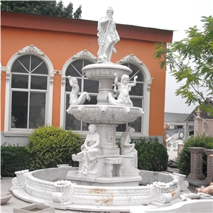 Garden White Marble Stone Sculptured Water Fountain