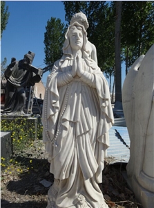 Handcarved White Marble Stone Virgin Mary Statue