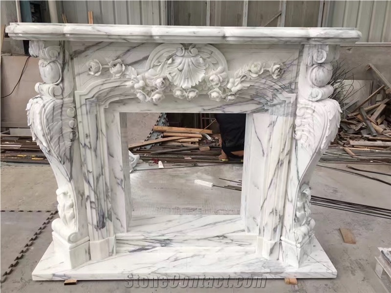 Marble Fireplace White Beige Grey, How To Polish Marble Fireplace Surround