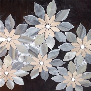 Marble Mosaics,Flower Shape Marble Mosaic,Wall Covering,Wall Panels,Mosaics for Wall Covering,Honed/Polished Surface Mosaic,Floor Mosaic,Mosaic Pattern