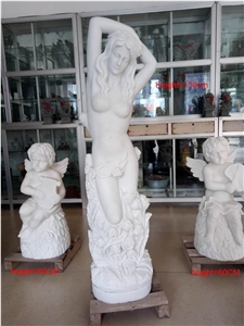 White Marble Handcarved Sculptures ,Angel Statues ,Marble Statue, Garden Sculpture