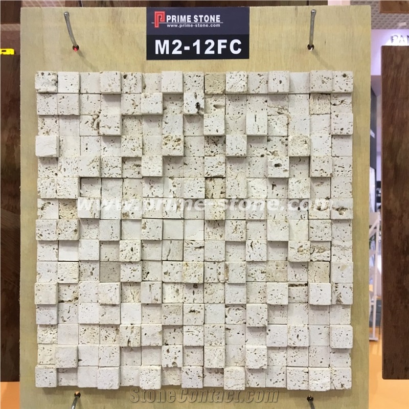 M2-12fc Travertine Mosaic Tiles, Stone Mosaic for Wall, Beige Travertine Mosaic