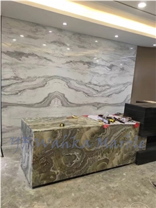 Natural Stone Reception Counter Ink Grey Onyx Top Stone Surface