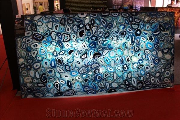 Cheap Blue Agate Semi Precious Stone Big Slabs/Semi-Precious Stone Interior Walling/Agate Transmittance Stone Blackground Wall/Semi Precious Stone/Interior Decoration/Gemstone for Wall Covering Tiles