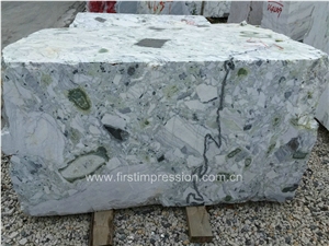 Cheap High Quality & Best Price Ice Connect Marble Blocks/Ice Green Marble Slabs/Green Marble/Tv Background Stone/Chair Decoration Stone/Cold Jade/Primavera Marble