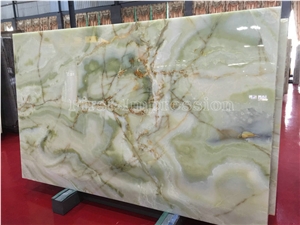 China Antique Green Onyx Slabs & Tiles/Straight & Cross Cutting/Boot Match/Background/Wall Covering/Stair/Skirting/Cladding/Cut-To-Size for Floor Covering/Interior Decoration/Wholesaler