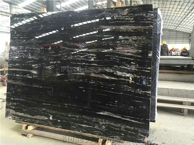 China Cheapest Silver Dragon Black Marble Polished Big Slabs/Tiles for Wall and Floor Covering/Skirting, Natural Building Stone with White Lines/Quarry Owner Manufacturers Supply Interior